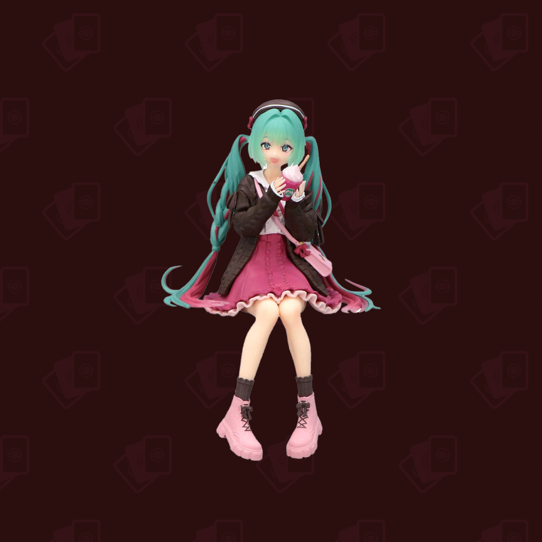Hatsune Miku Noodle Stopper PVC Statue Autumn Date Pink Color Ver. 14 cm